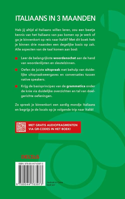 Achterkant van Italiaans in 3 maanden