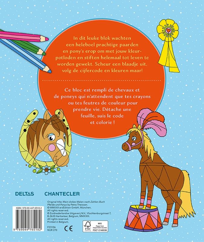 Achterkant van Manege Coloring Fun - Kleuren op nummer / Manege Coloring Fun - Coloriages codés