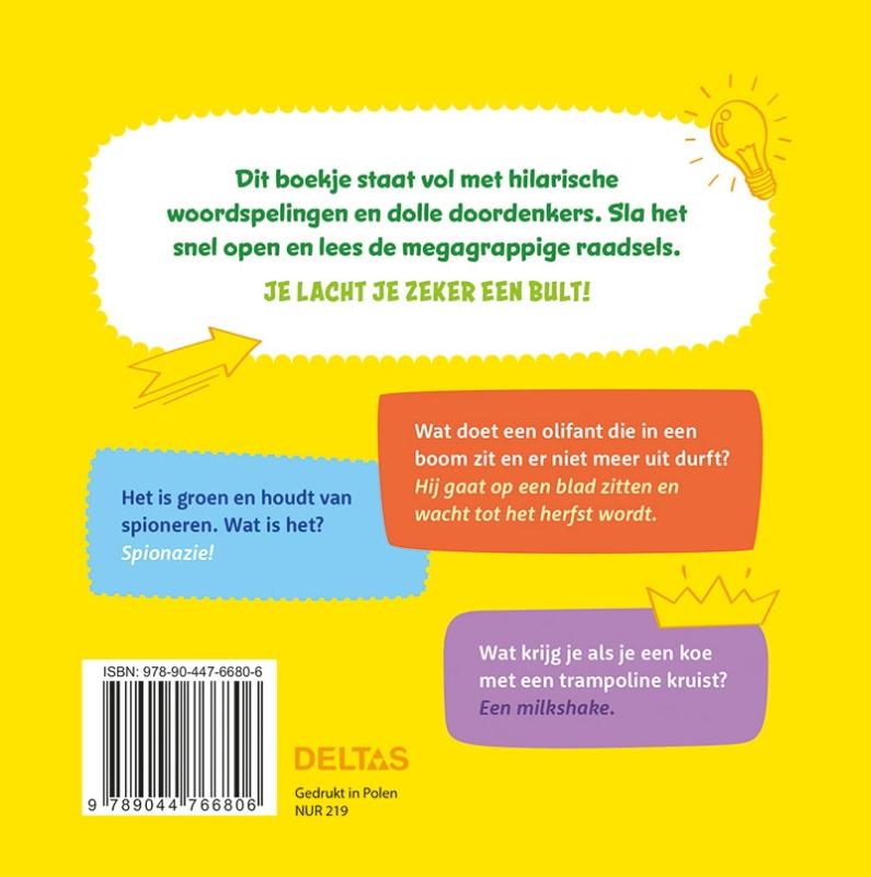 Achterkant van 101 knotsgekke raadsels voor kinderen
