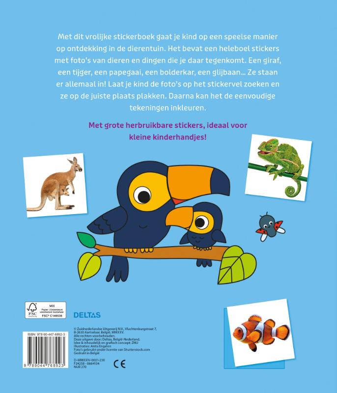 Achterkant van In de dierentuin Stickerboek