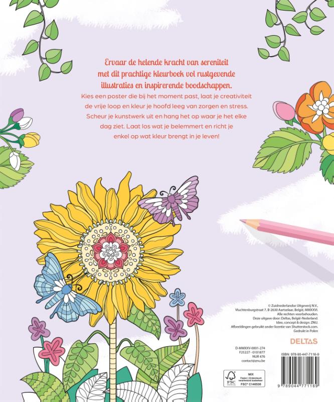 Achterkant van Color therapy Kom tot rust Kleurboek