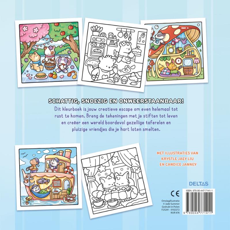 Achterkant van Comfy & Cute - Cozy kleurboek Jade Summer