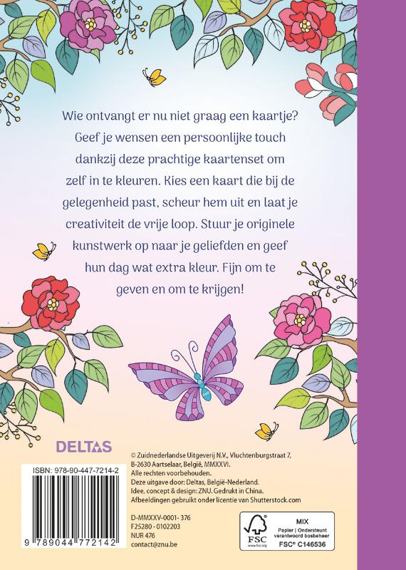 Achterkant van Wenskaarten om in te kleuren - Happy Days