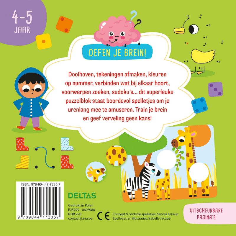 Achterkant van Oefen je brein! Leerrijke spelletjes 4-5 jaar