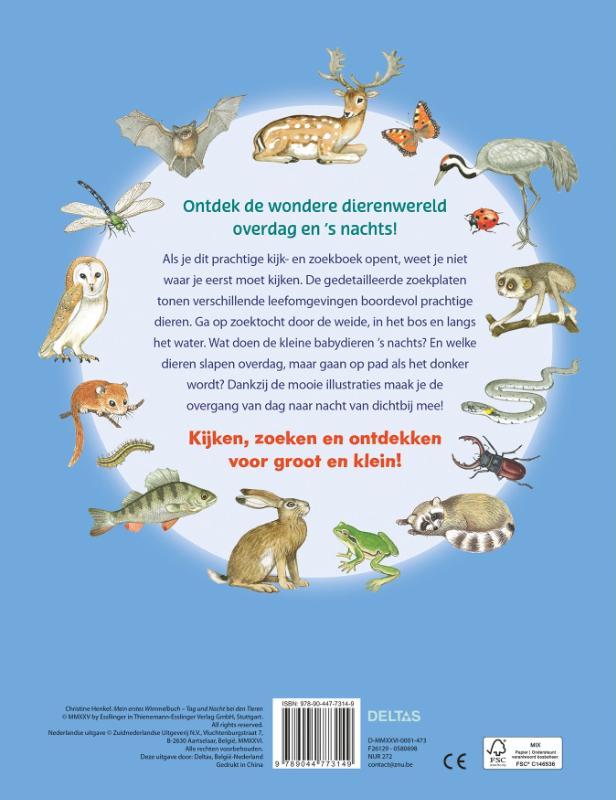 Achterkant van Kijk- en zoekboek - Dag en nacht - Bij de dieren