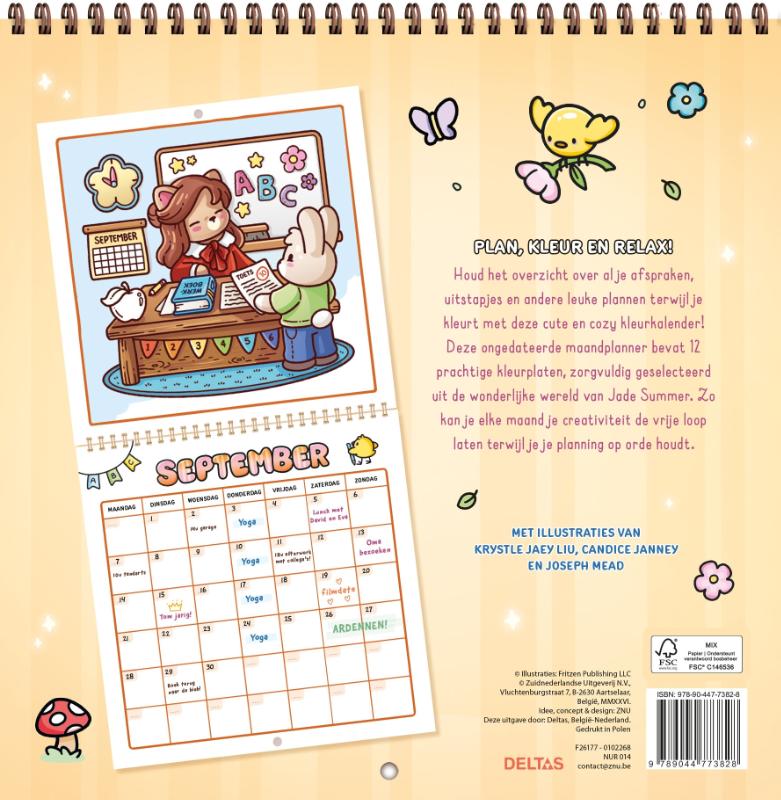 Achterkant van Cute & Cozy Kleurkalender Jade Summer