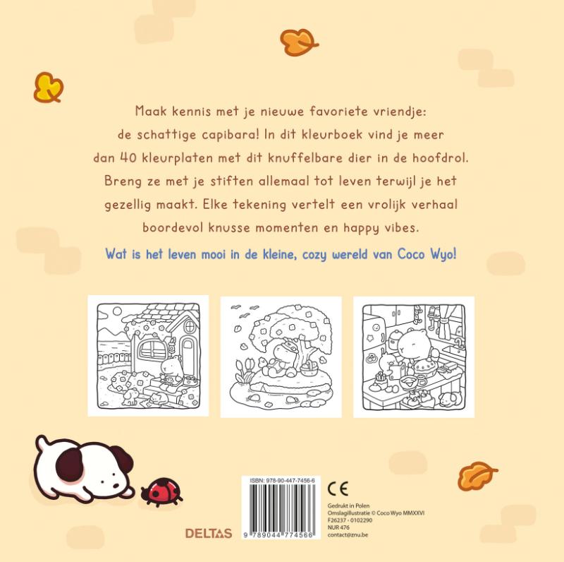 Achterkant van Cozy Capibara Cute & Cozy kleurboek Coco Wyo