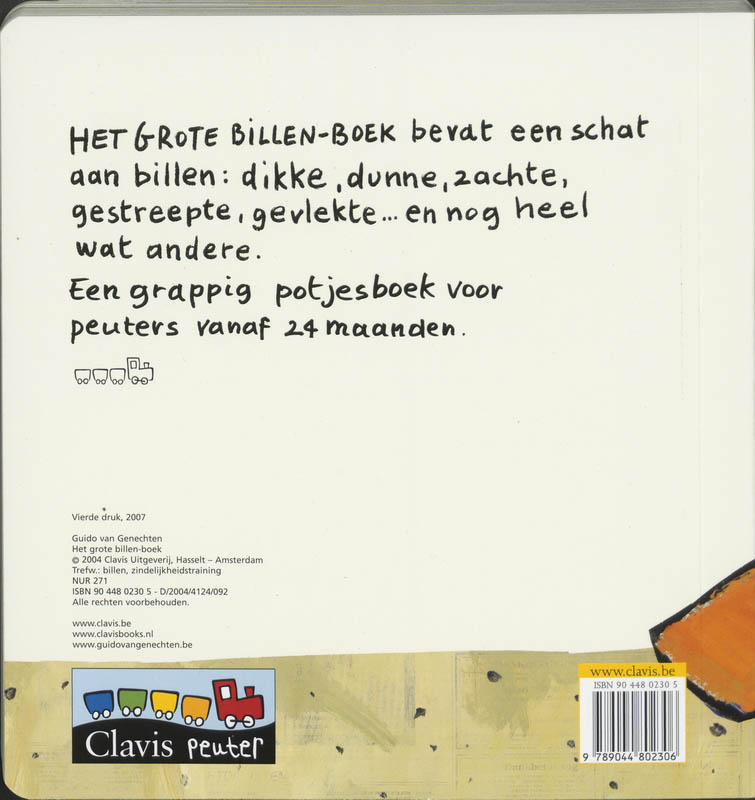 Achterkant van Het grote billen-boek kartonboekje