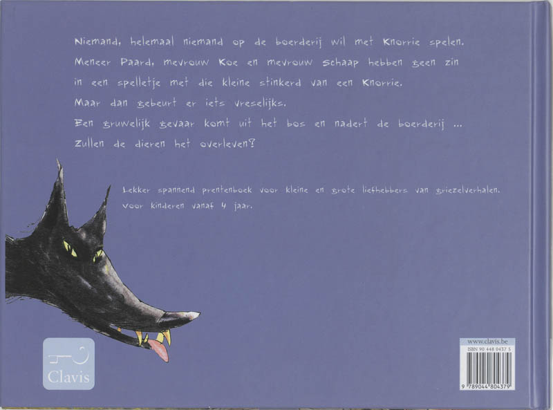 Achterkant van Knorrie en de wolf