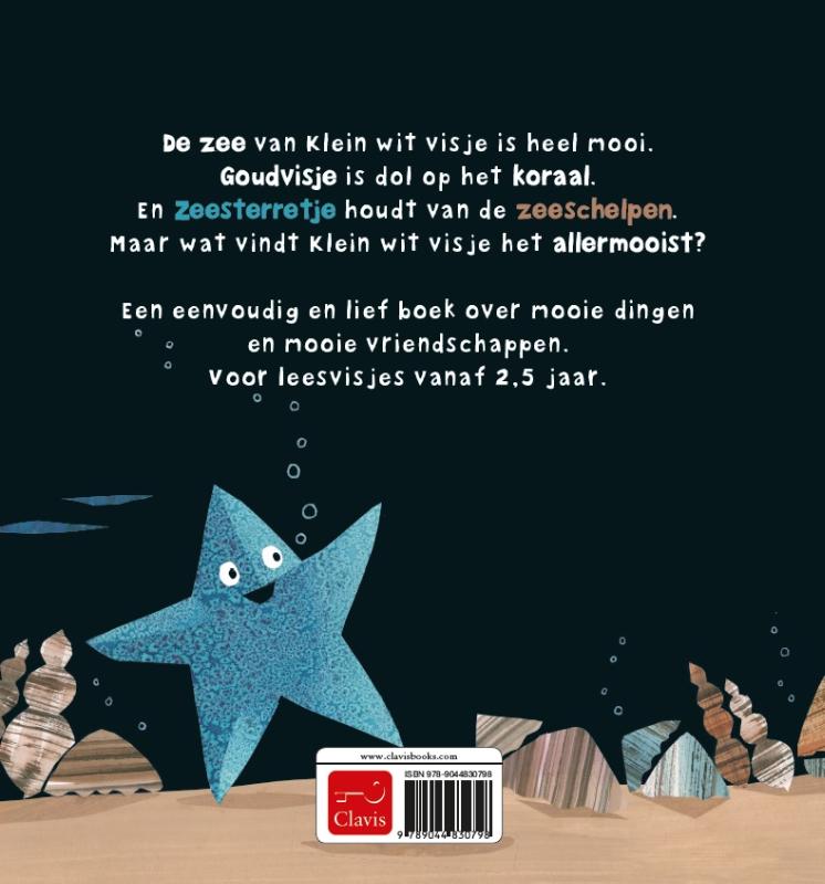 Achterkant van De mooie zee van klein wit visje