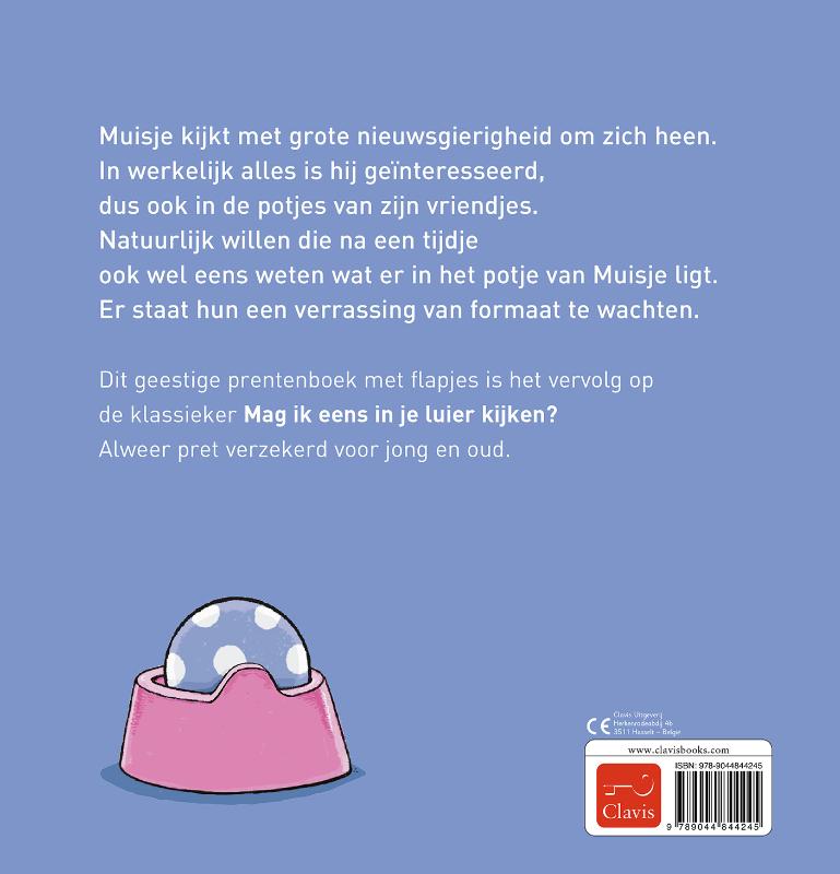 Achterkant van Mag ik eens in je potje kijken? Boek + knuffel