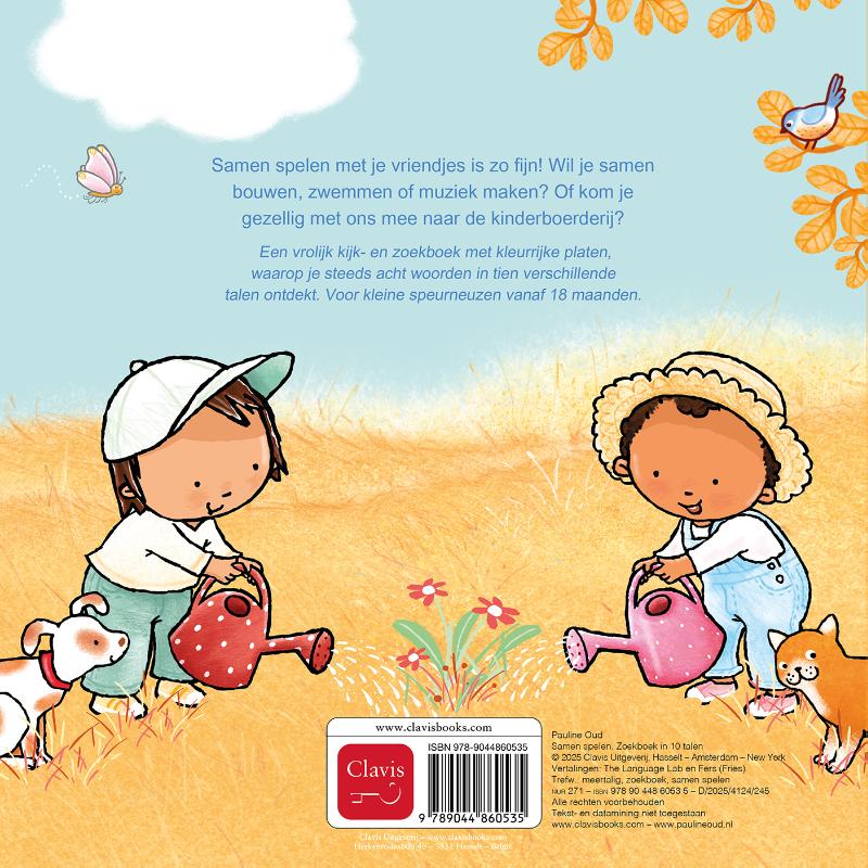 Achterkant van Samen spelen. Zoekboek in 10 talen
