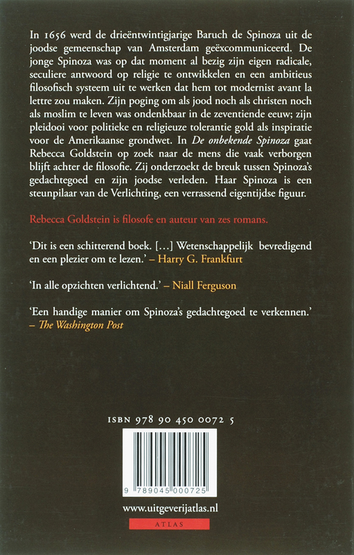 Achterkant van De onbekende Spinoza