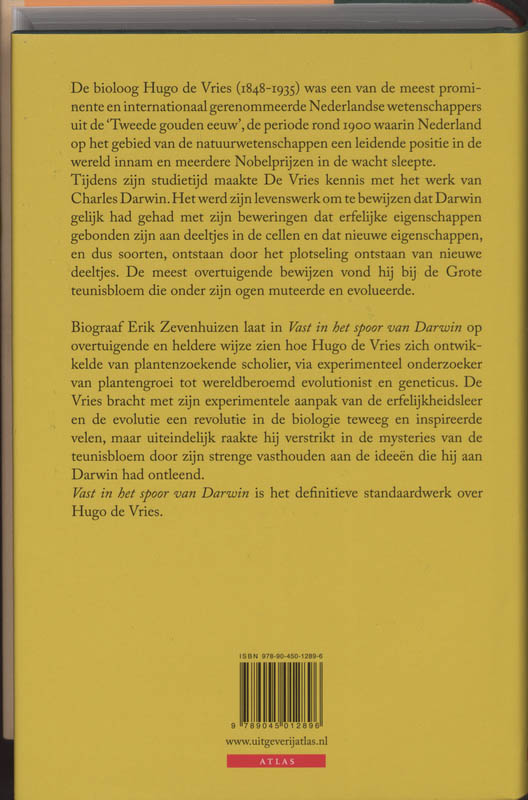 Achterkant van Vast in het spoor van Darwin