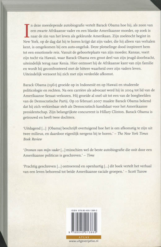 Achterkant van Dromen van mijn vader