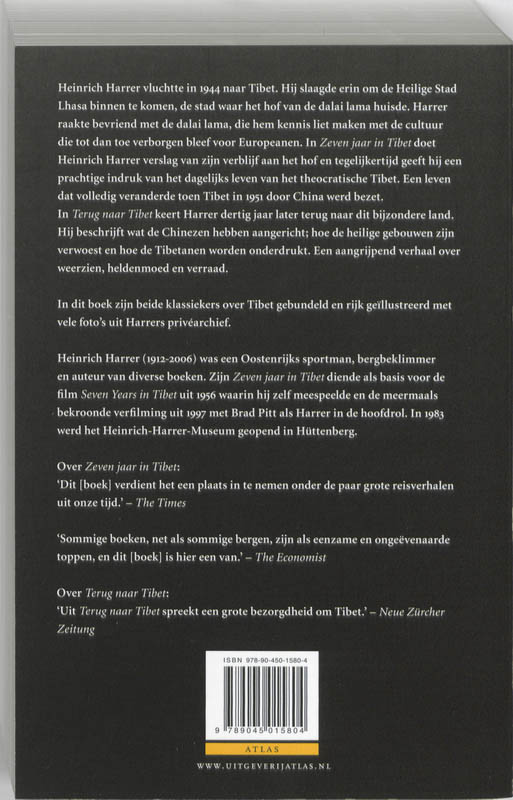Achterkant van Zeven jaar in Tibet / Terug naar Tibet