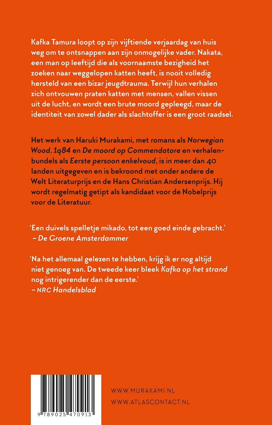 Achterkant van Kafka op het strand
