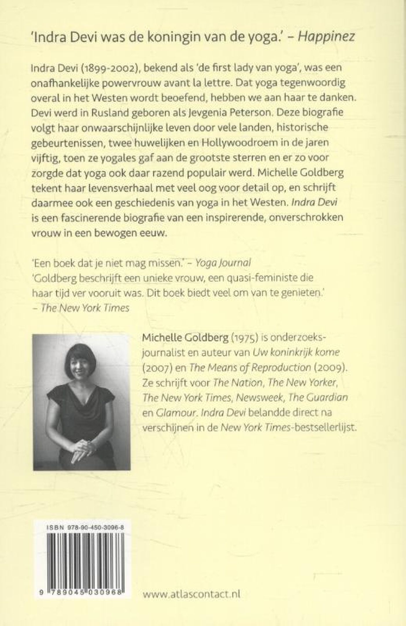 Achterkant van Indra Devi