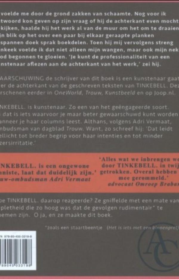 Achterkant van Waarschuwing: de schrijver van dit boek is kunstenaar