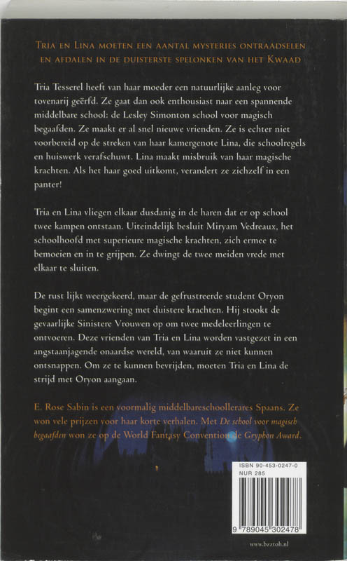 Achterkant van De school voor magisch begaafden