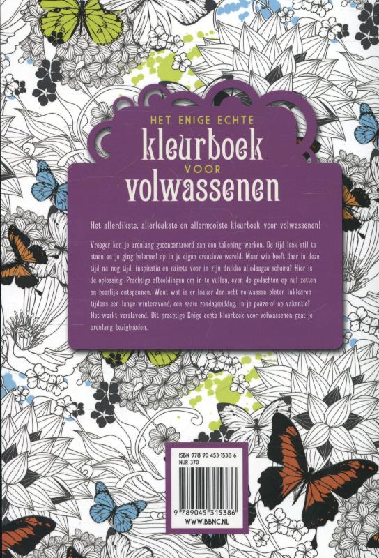 Achterkant van Het enige echte kleurboek voor volwassenen