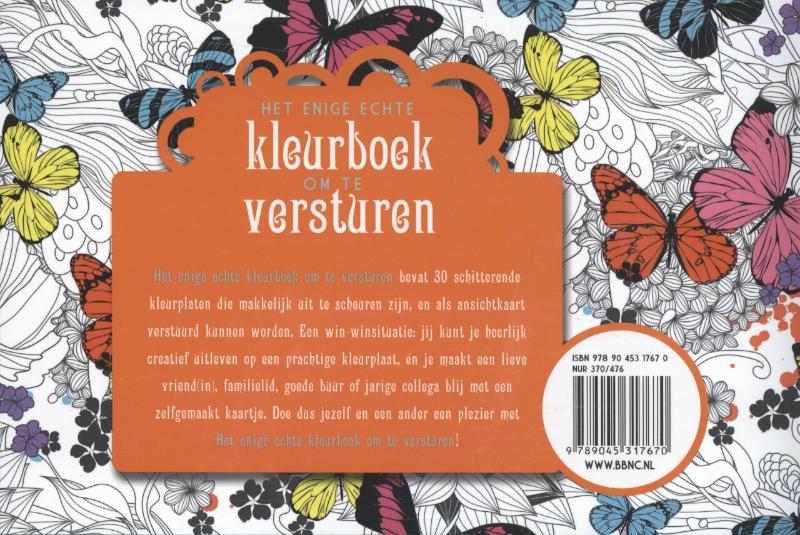 Achterkant van Het enige echte kleurboek om te versturen