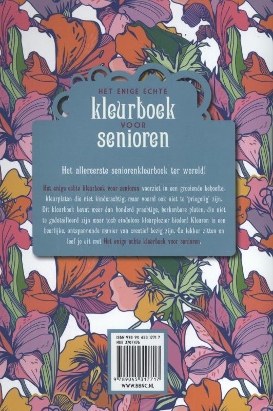 Achterkant van Het enige echte kleurboek voor senioren