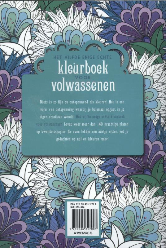 Achterkant van Het vijfde enige echte kleurboek voor volwassenen