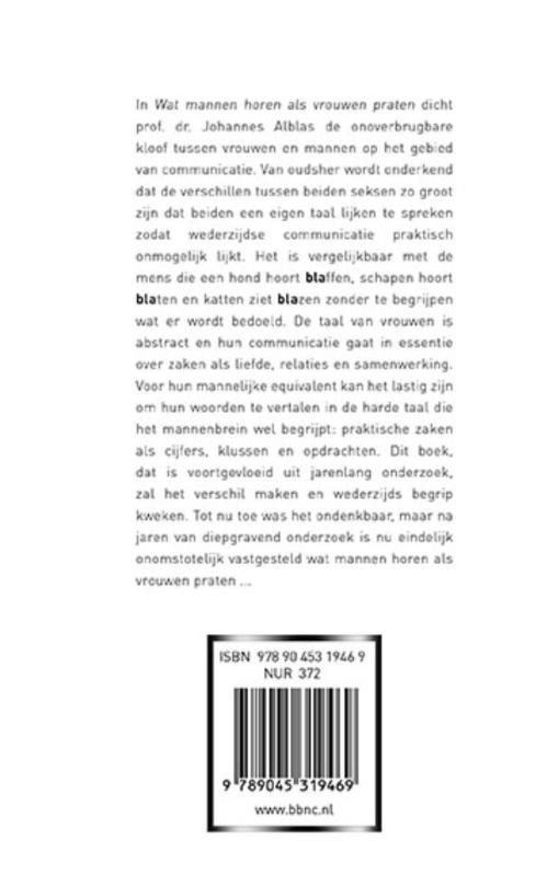 Achterkant van Wat mannen horen als vrouwen praten
