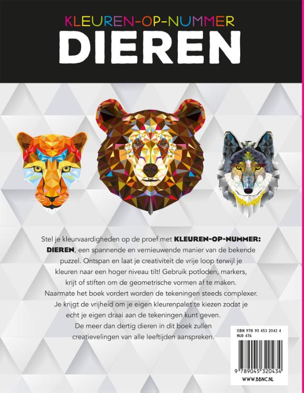 Achterkant van Kleuren op nummer: Dieren