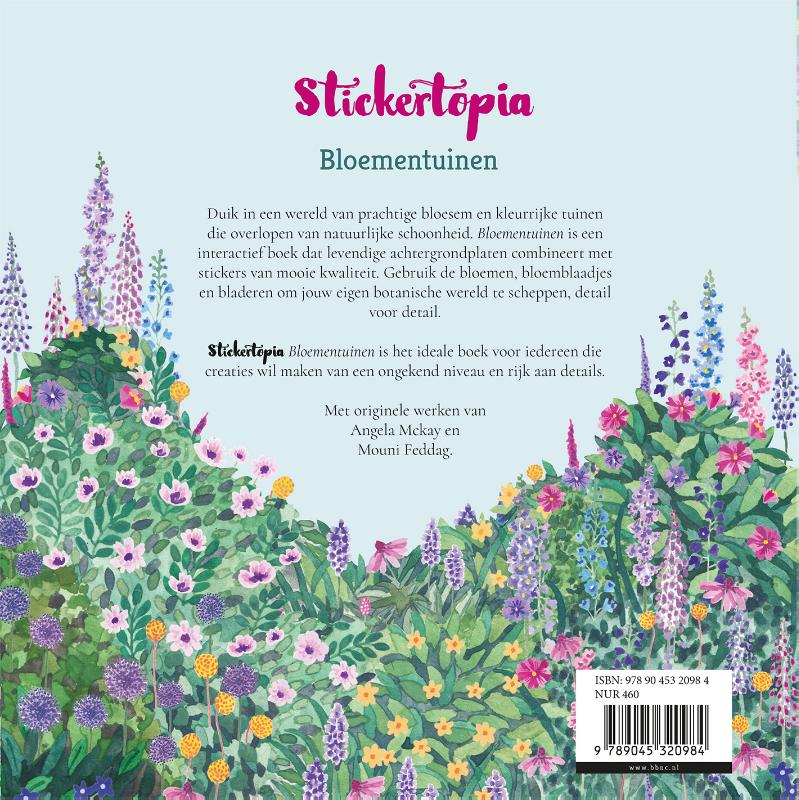 Achterkant van Stickertopia Bloementuinen