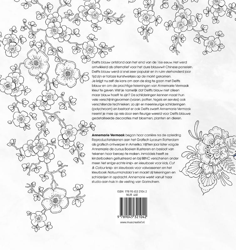 Achterkant van Delfts Blauw flora & fauna kleurboek