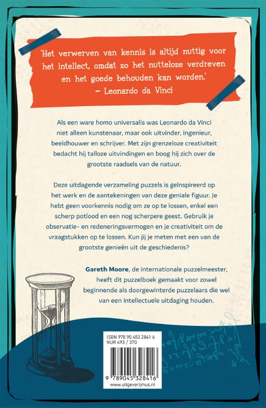 Achterkant van Mr. Brein Leonardo Da Vinci puzzelboek
