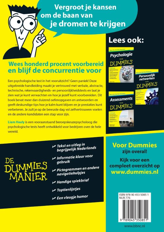 Achterkant van Psychologische tests voor Dummies