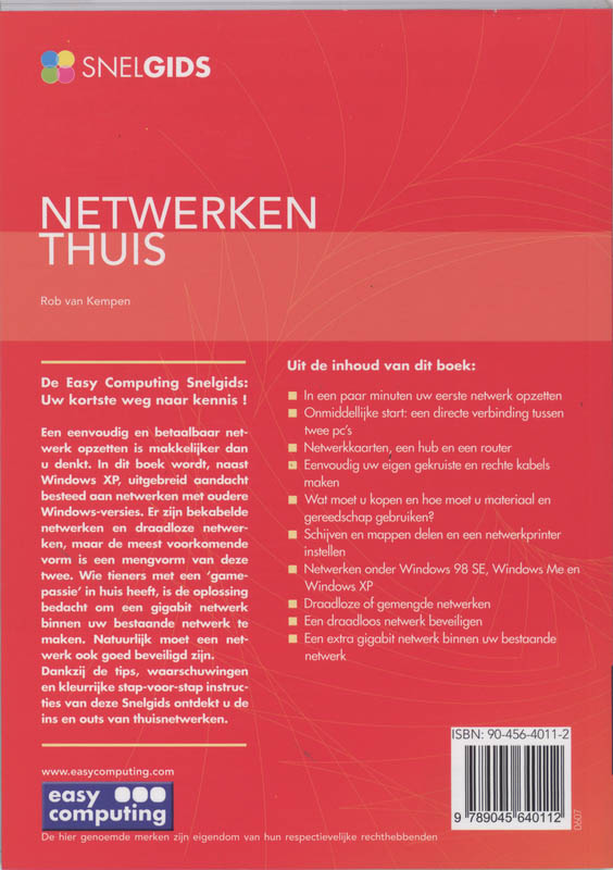 Achterkant van Snelgidsen Netwerken Thuis