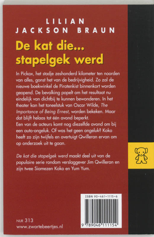 Achterkant van De kat die stapelgek werd