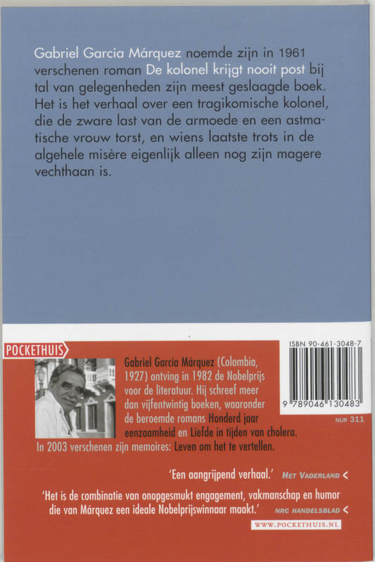 Achterkant van De kolonel krijgt nooit post