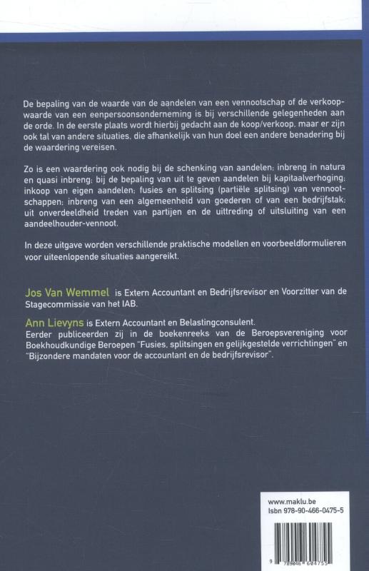 Achterkant van Waardering van de KMO
