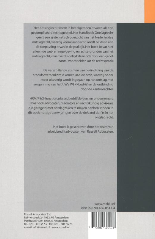 Achterkant van Handboek ontslagrecht