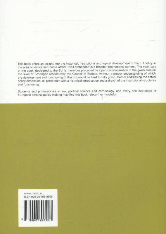 Achterkant van EU Justice and home affairs