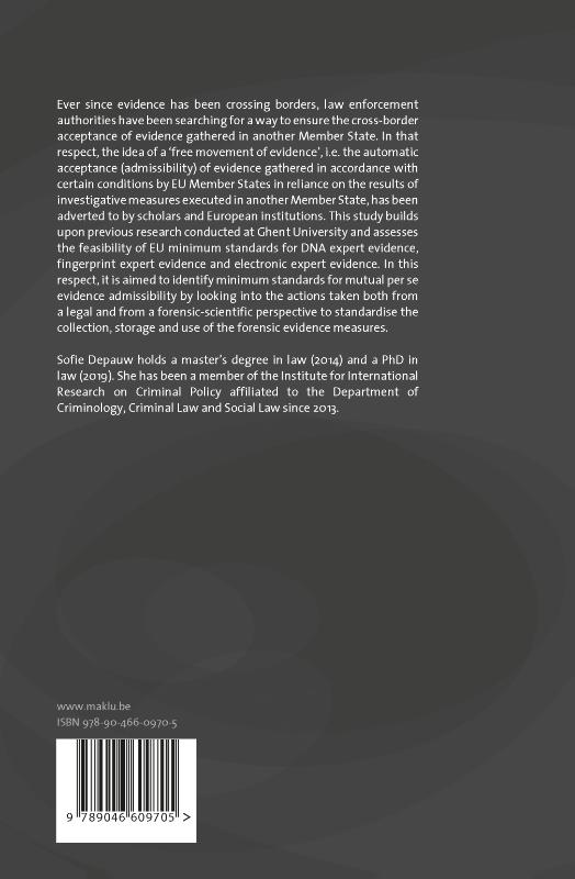 Achterkant van Mutual Admissibility of Evidence in Criminal Matters in the EU.