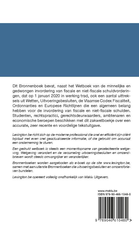 Achterkant van Invordering van fiscale en niet-fiscale schulden (Bronnenboek)