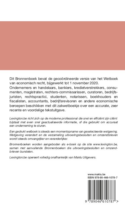 Achterkant van Wetboek van economisch recht (Bronnenboek)