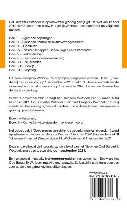 Achterkant van Burgerlijk Wetboek