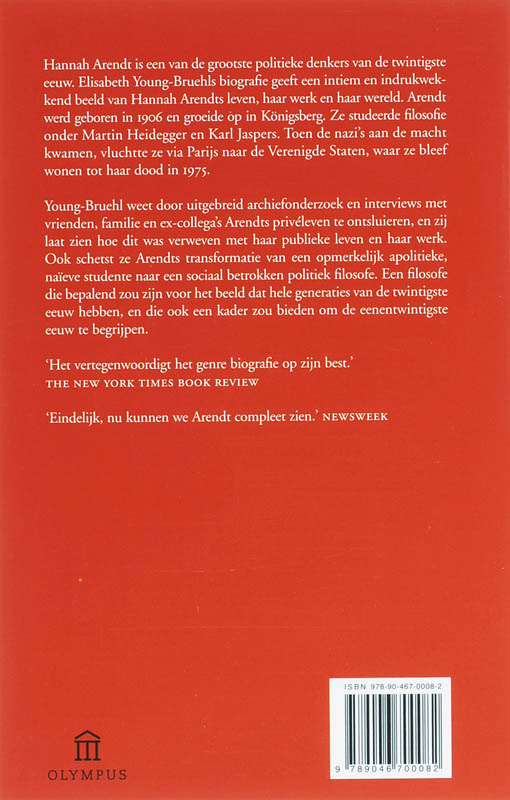 Achterkant van Hannah Arendt een biografie