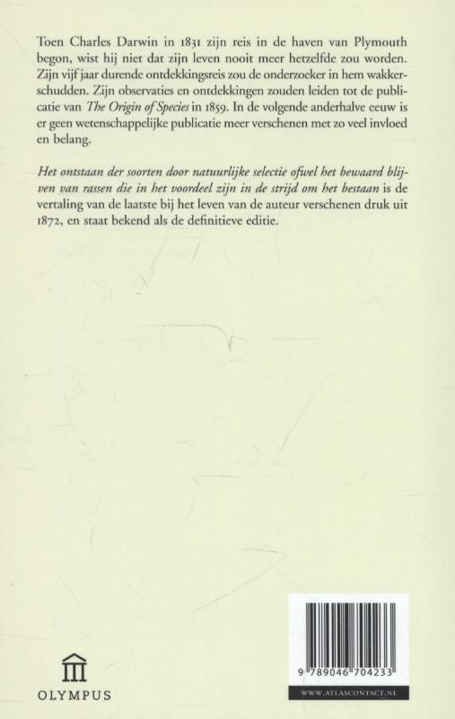 Achterkant van Het ontstaan van soorten