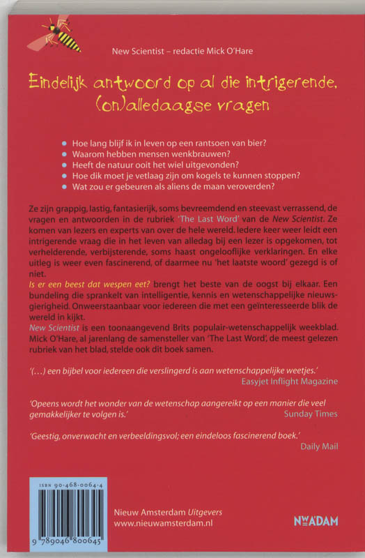 Achterkant van Is er een beest dat wespen eet?