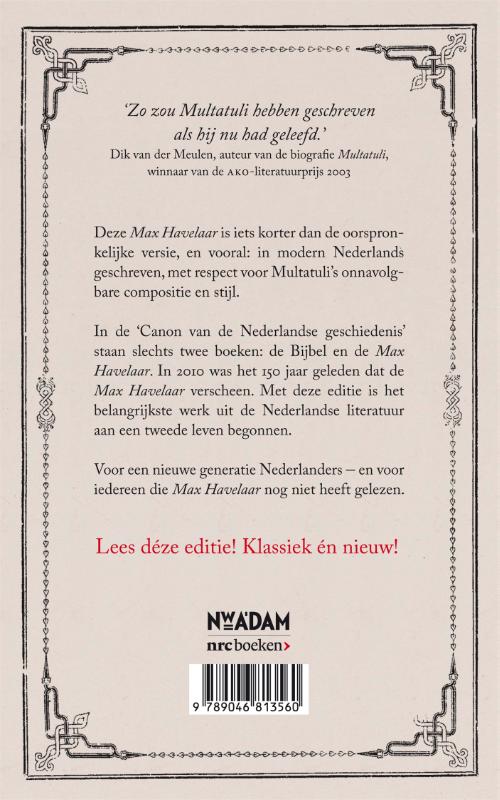 Achterkant van Max Havelaar