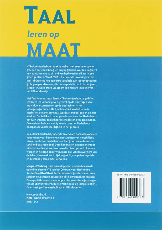 Achterkant van Taal leren op maat