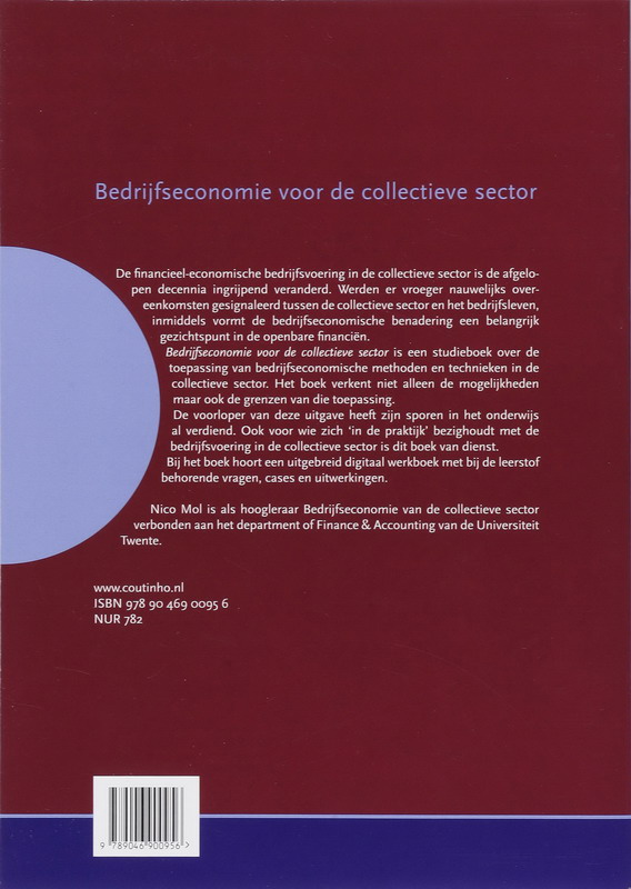 Achterkant van Bedrijfseconomie voor de collectieve sector